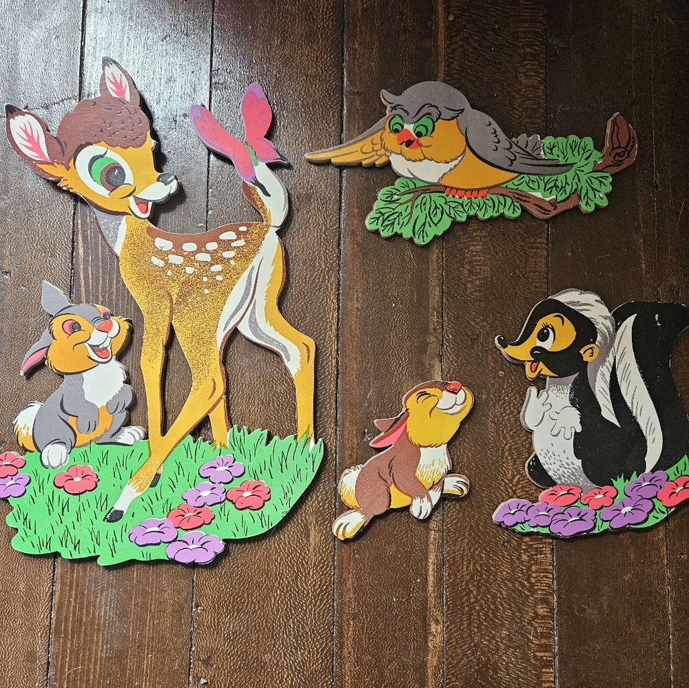 1960s Vintage Disney Bambi wall hanging set